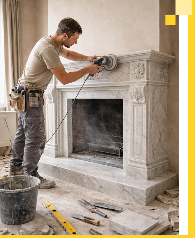 Изготовление и установка мраморных каминов в Ртищеве под ключ