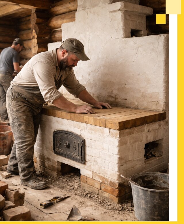 Проектирование и установка русской печи с лежанкой в Ртищеве