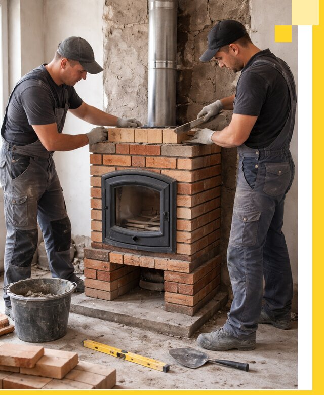 Монтаж печи камина под ключ в Ртищеве с гарантией и пусконаладкой