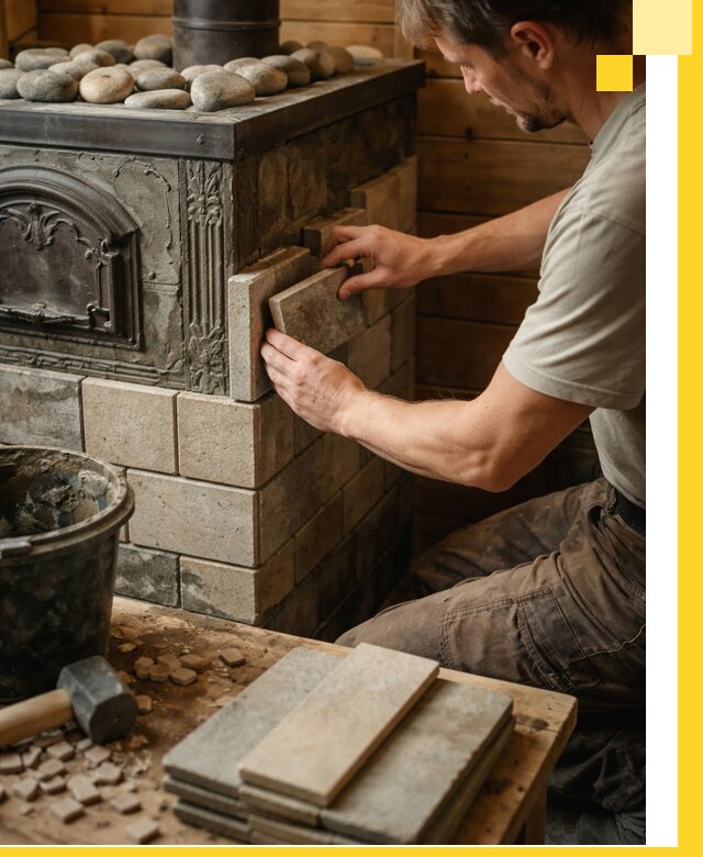 Облицовка банных печей в Ртищеве профессиональная отделка