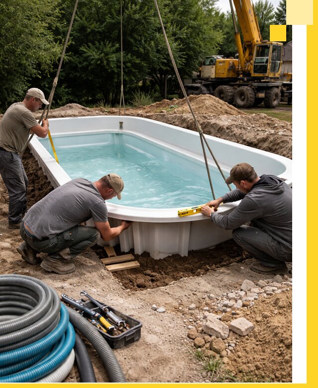 Установка и монтаж композитных бассейнов под ключ в Ртищеве