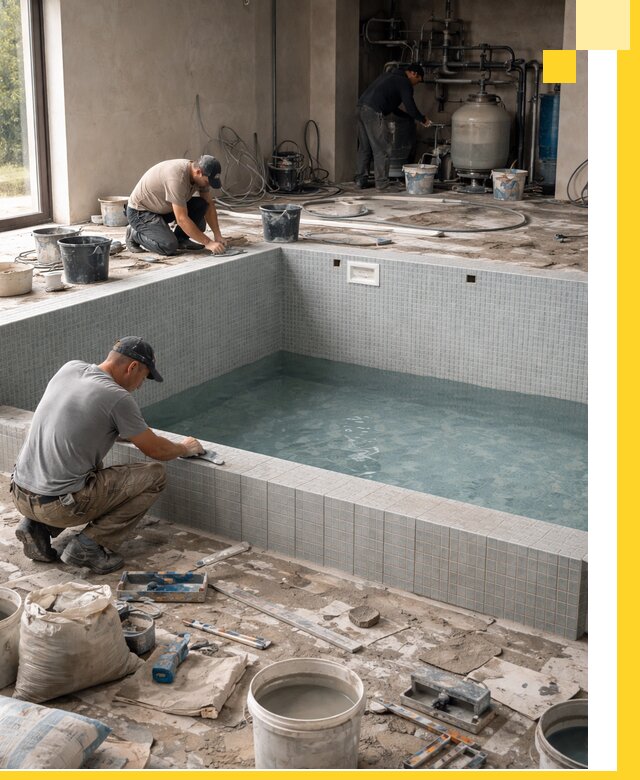 Строительство и монтаж бассейнов в помещении в Ртищеве