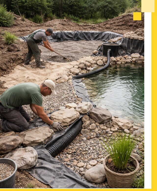 Строительство природных бассейнов и озер в Ртищеве под ключ