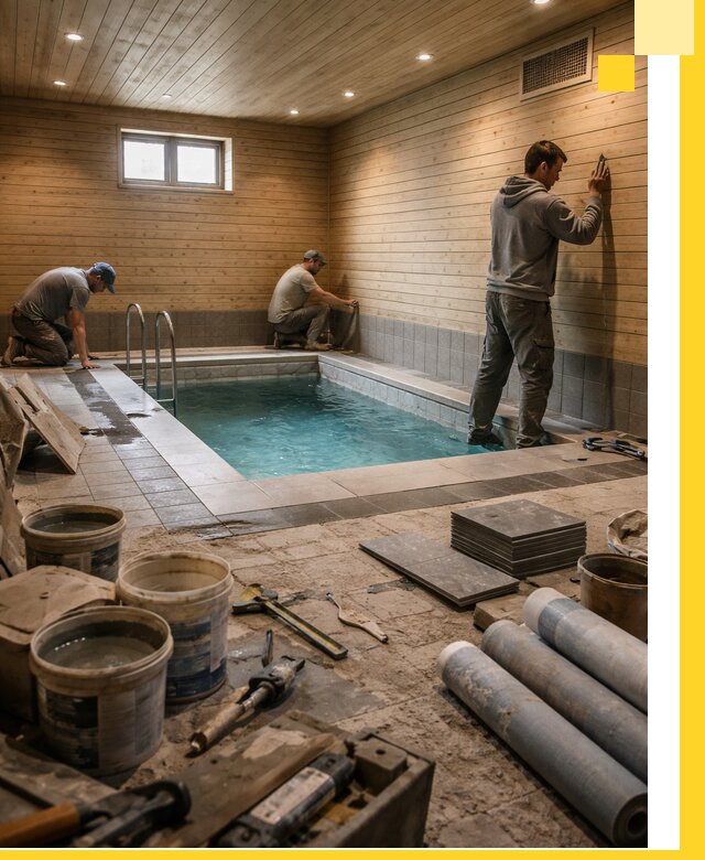 Строительство бани с бассейном и сауной под ключ в Ртищеве