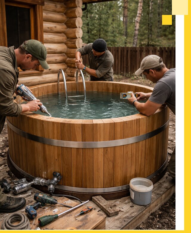 Строительство бань с купелью под ключ и отделкой в Ртищеве