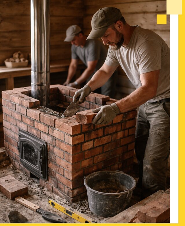 Кирпичные печи для бани под ключ в Ртищеве, проект и монтаж