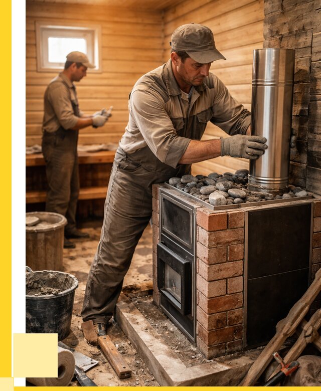 Монтаж печи в бане под ключ в Ртищеве от 20430 р. | ЭриданРтщ