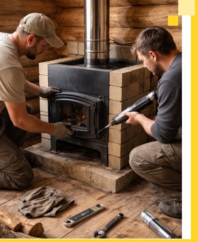 Монтаж и установка печи в бане под ключ с гарантией в Ртищеве