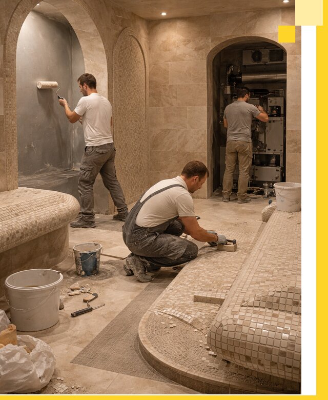 Строительство бани с хамамом и бассейном под ключ в Ртищеве