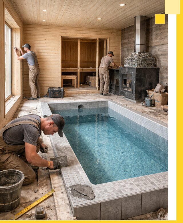 Проект бани с бассейном и сауной в Ртищеве под ключ