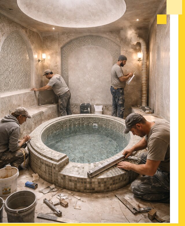 Профессиональное строительство хамама с бассейном в Ртищеве под ключ