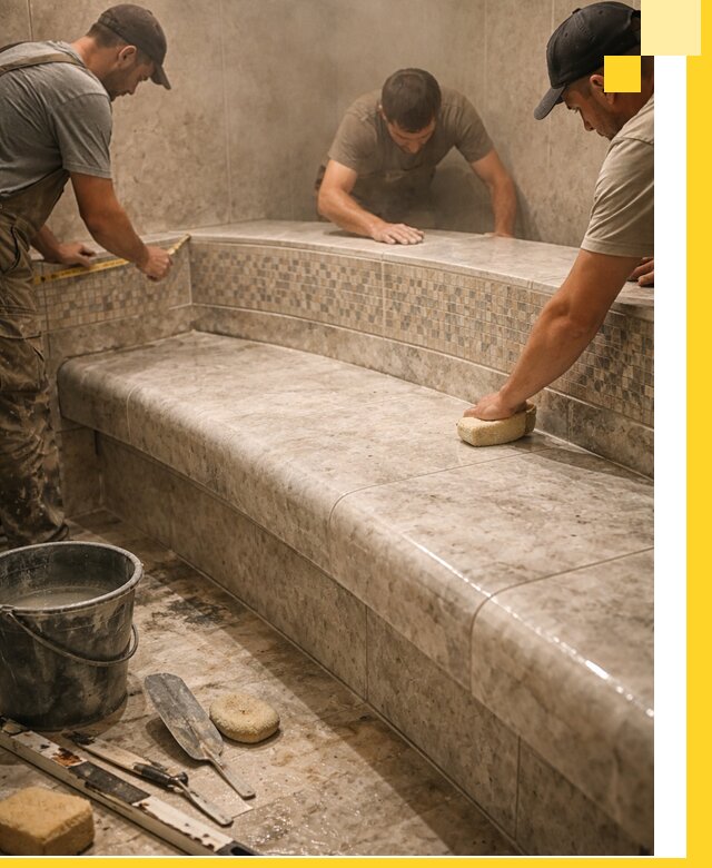 Изготовление и установка сидений для хамама в Ртищеве