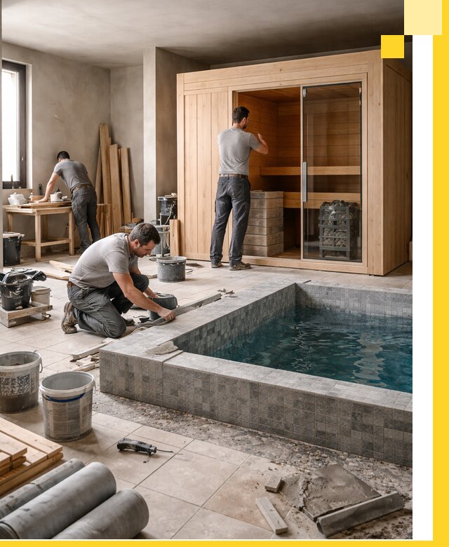 SPA зоны под ключ с бассейном сауной и печью в Ртищеве